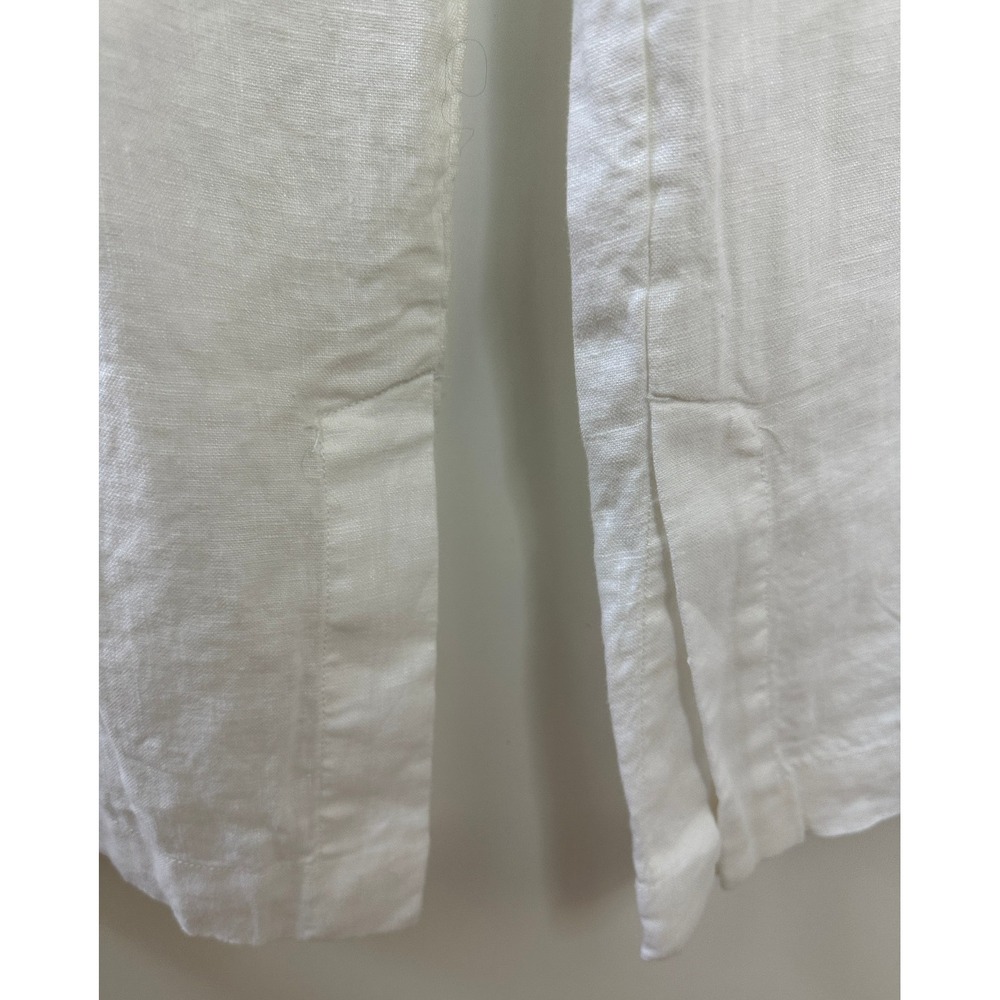 Athleta Retreat 100% Linen Wide Leg Pants White Resort Beach Zip Pockets Size 8 - Picture 5 of 14